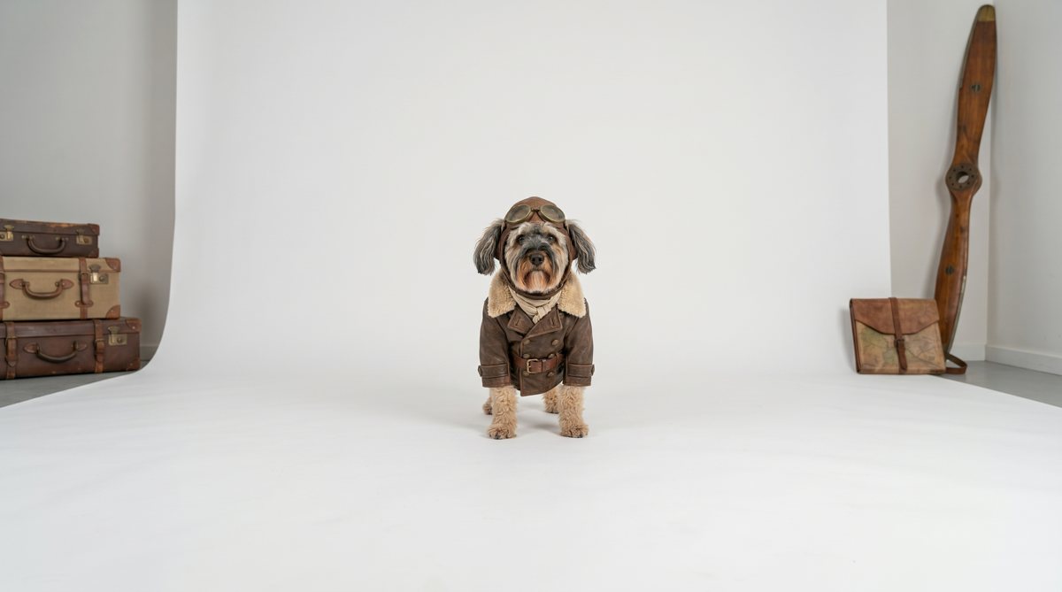 Bertie in RFC pilot costume for The Easter Mission